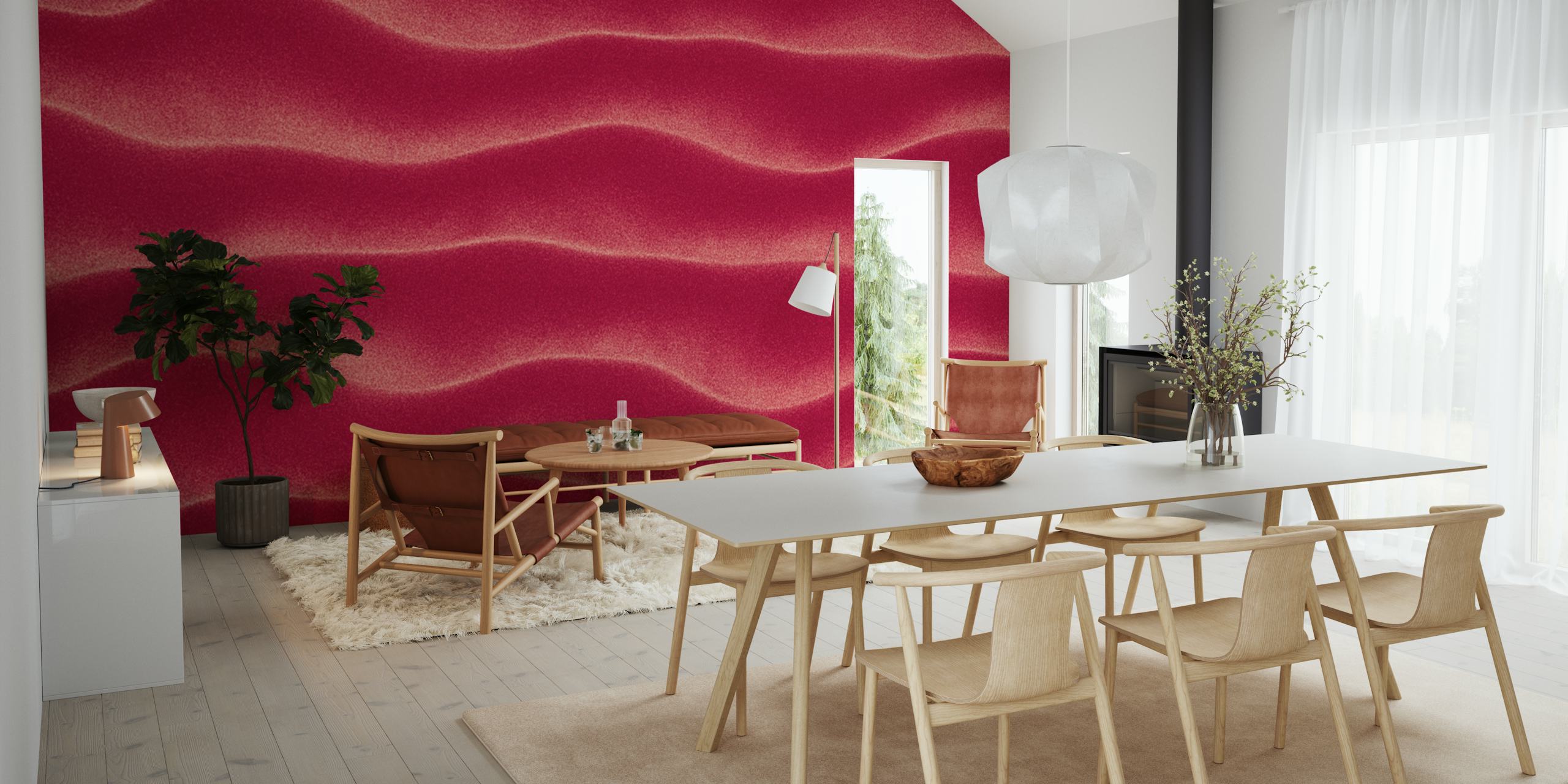 Wavy texture in rich magenta color wallpaper